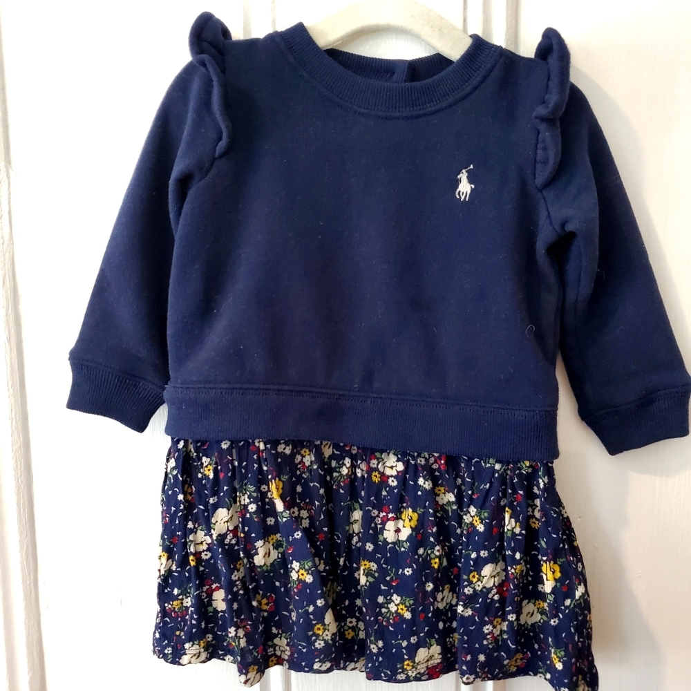 Ralph Lauren Fleece Flutter Sleeve with attached Skirt and bloomer 6M
